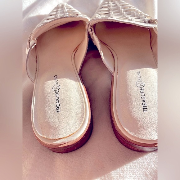 Treasure & Bond Woven Leather Mules | Size 8.5 | Cream Slip-On Flats - Picture 6 of 8